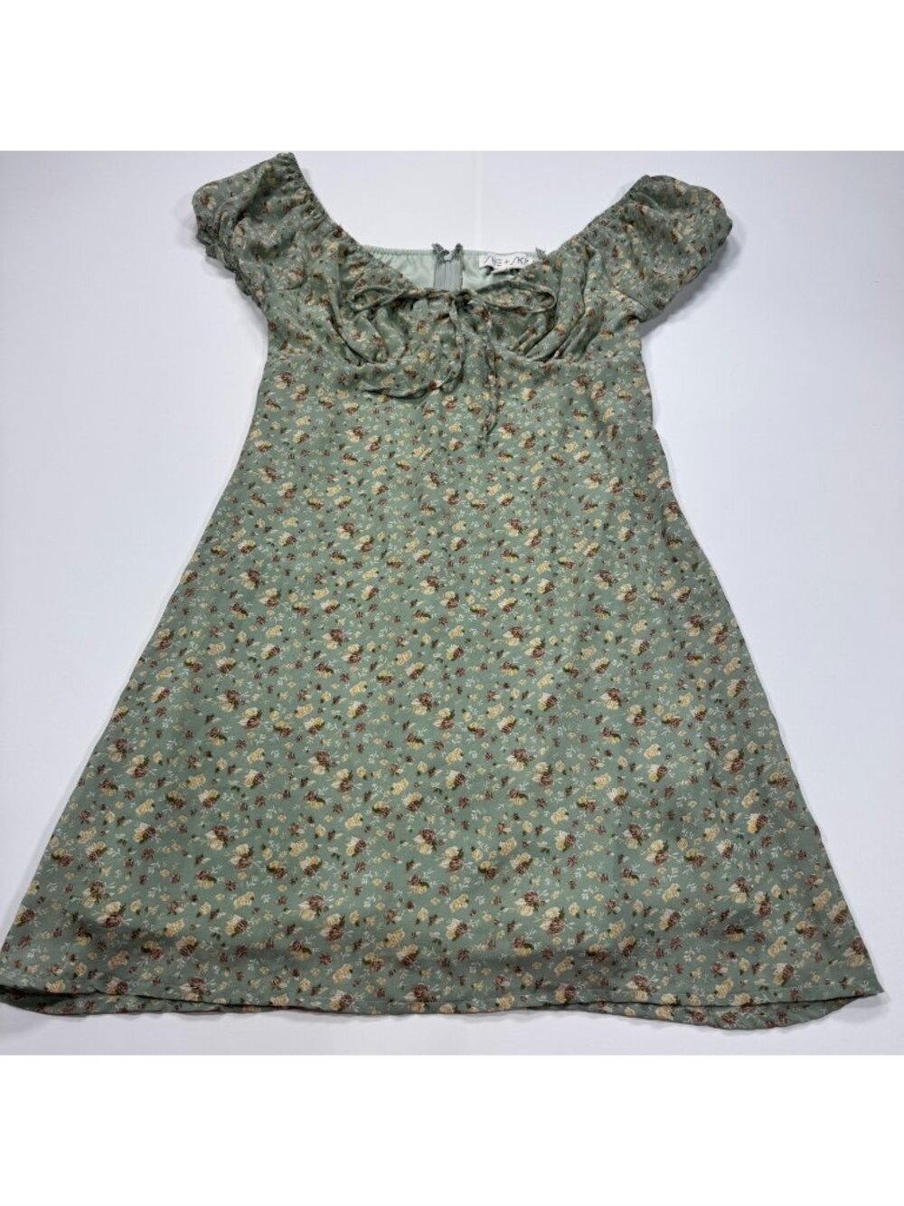 She+Sky Dress Women's S Green Floral Polyester Mini Cap Sleeve Lined Cocktail